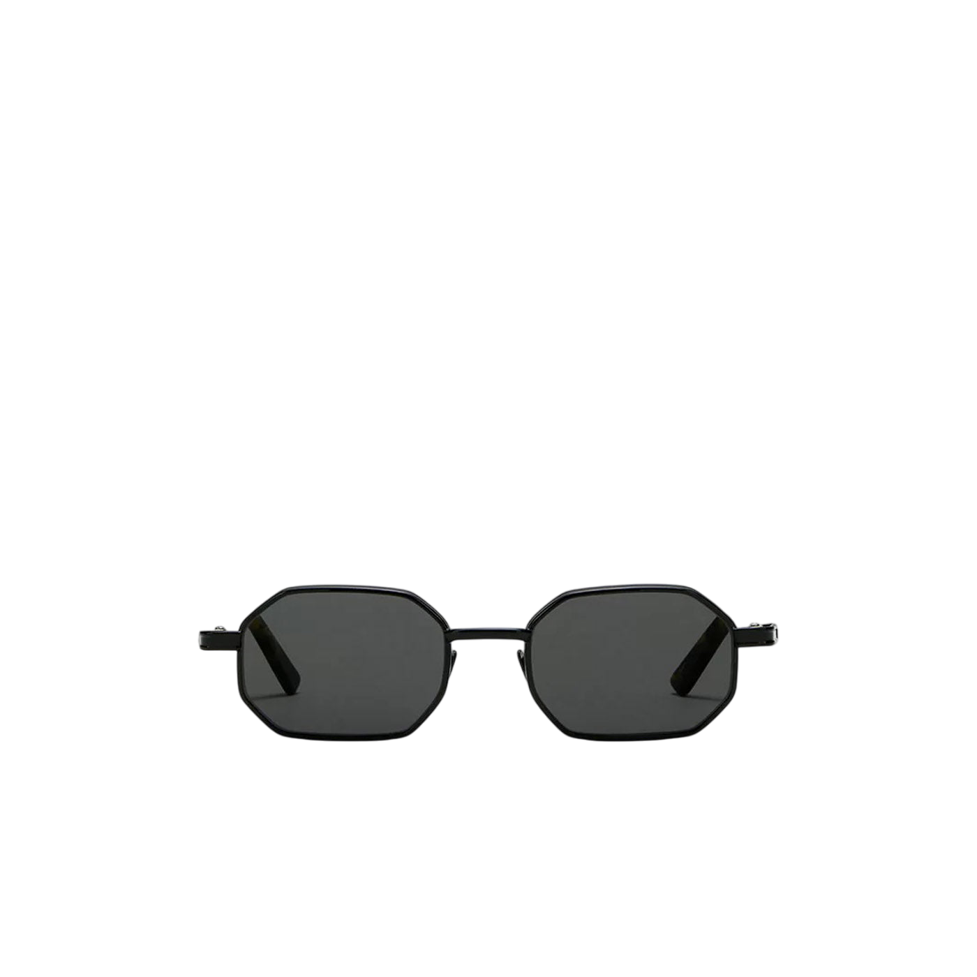 Private Collection black matte octagonal sunglasses with dark lenses and sleek frame design