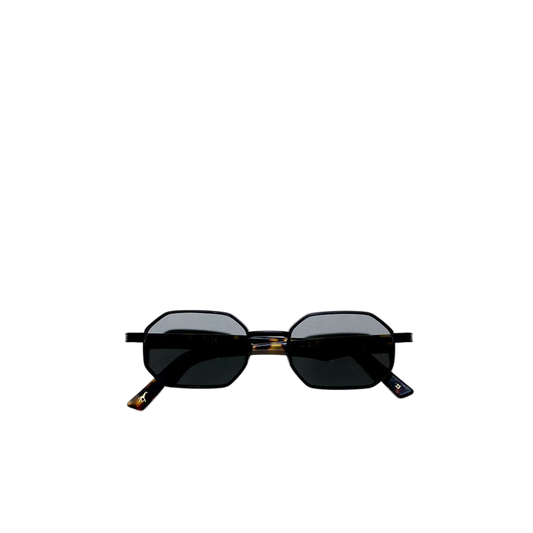Black matte octagonal sunglasses with dark lenses from Private Collection shown front view
