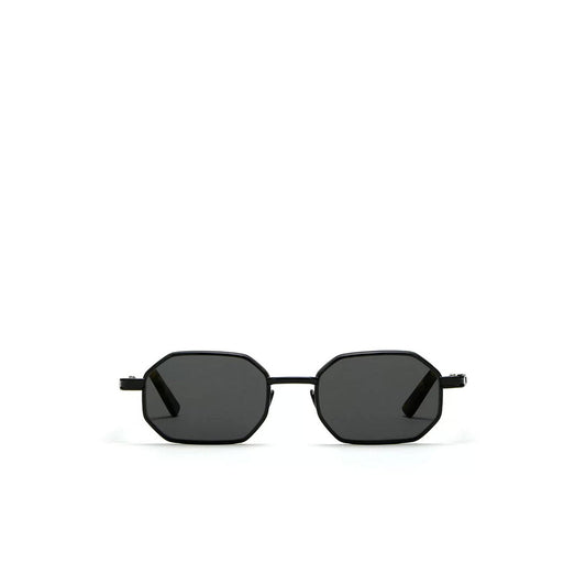 Private Collection black matte octagonal sunglasses with dark lenses and sleek frame design